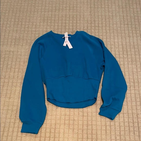 Victoria's Secret Dark Teal Crew Neck Cropped Sweatshirt - Picture 1 of 3